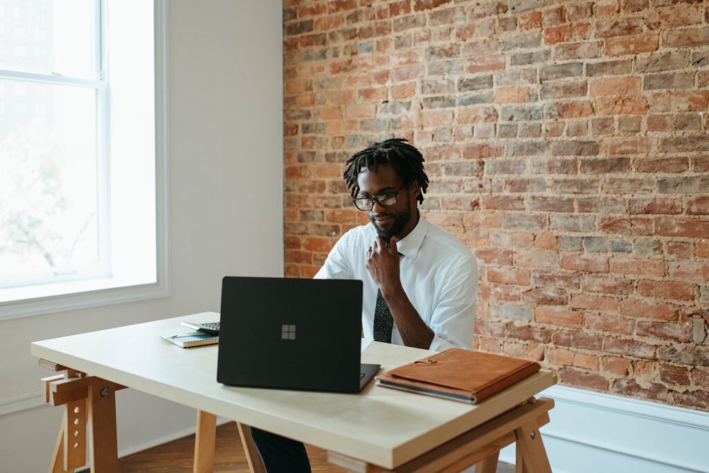 Entrepreneur sitting and thinking 